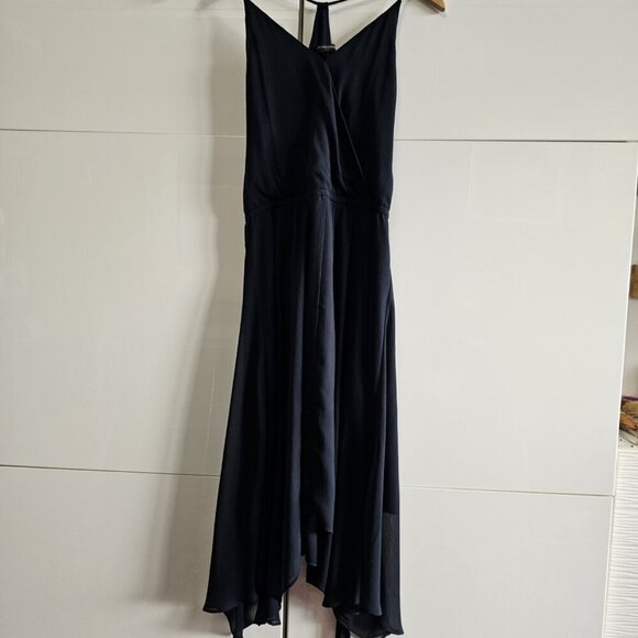 Banana Republic Factory Solid Belted Handkerchief Dress True Navy Blue - Picture 5 of 16